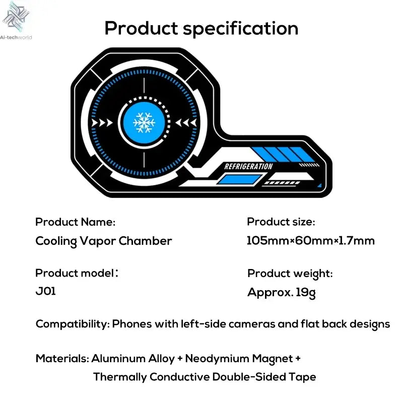 J01 High Quality NEW Mobile Phone Magnetic Cooling Plate Compatible Universal Radiator Game Cooler Expand Area Radiating Sticker Ai-TechWorld 