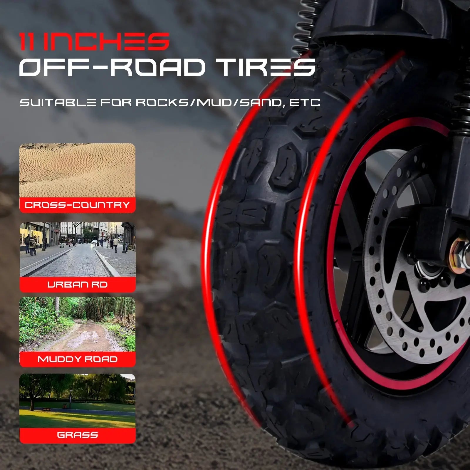 J11 Electric Scooters USA Warehouse 1200W Brushless Motor 48V18ah Electric scooter adult Max Speed 34Mile 11'' Off-road Tires - Ai-TechWorld