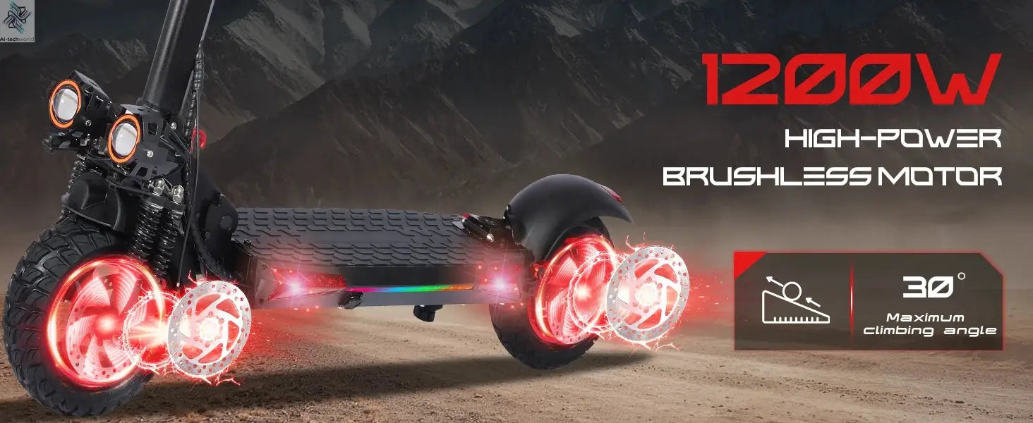 J11 Electric Scooters USA Warehouse 1200W Brushless Motor 48V18ah Electric scooter adult Max Speed 34Mile 11'' Off-road Tires - Ai-TechWorld