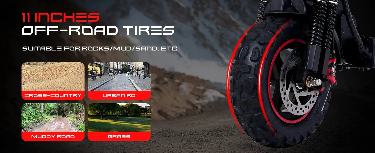J11 Electric Scooters USA Warehouse 1200W Brushless Motor 48V18ah Electric scooter adult Max Speed 34Mile 11'' Off-road Tires - Ai-TechWorld