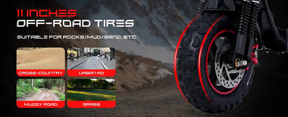 J11 Electric Scooters USA Warehouse 1200W Brushless Motor 48V18ah Electric scooter adult Max Speed 34Mile 11'' Off-road Tires - Ai-TechWorld