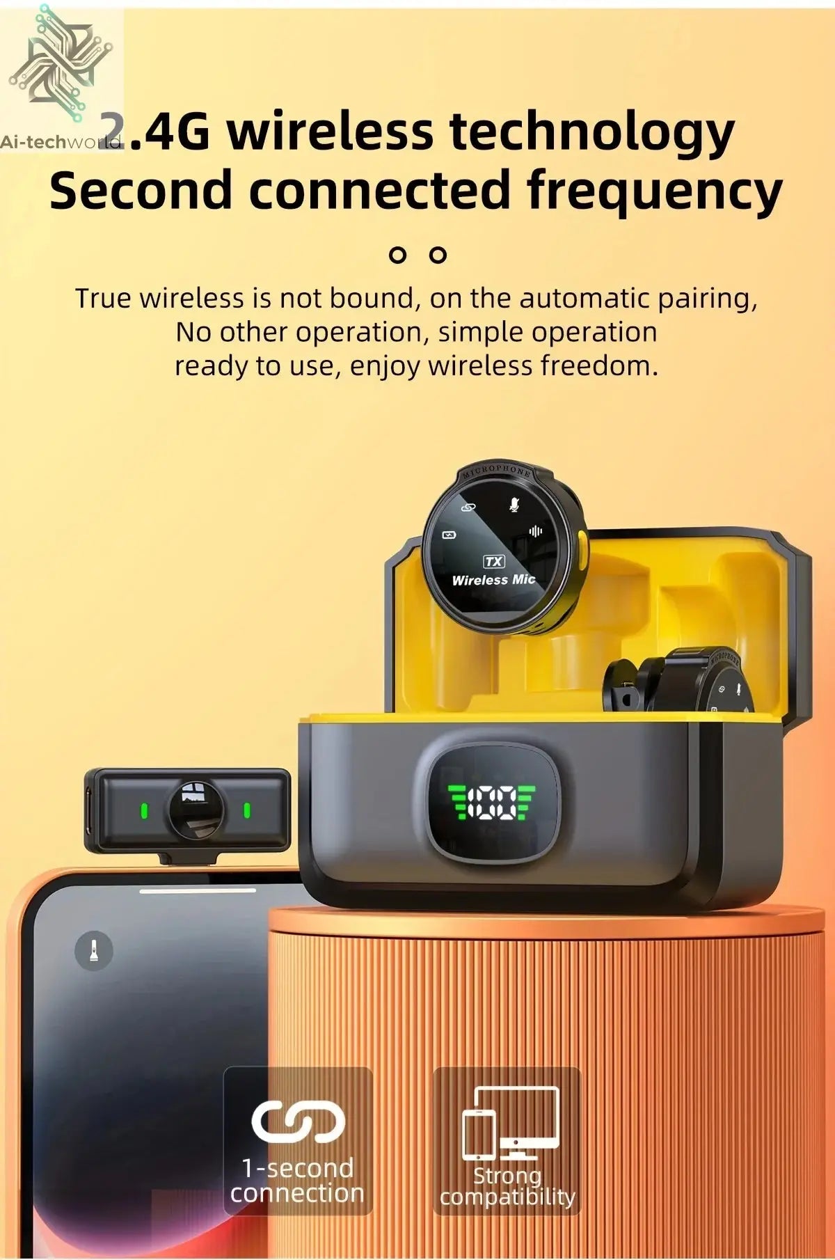 J6 Wireless Lavalier Mics Plug & Play Lapel Miccrophone for Seamless Video Recording, Vlogging, Live Streaming & Interviews Ai-TechWorld 
