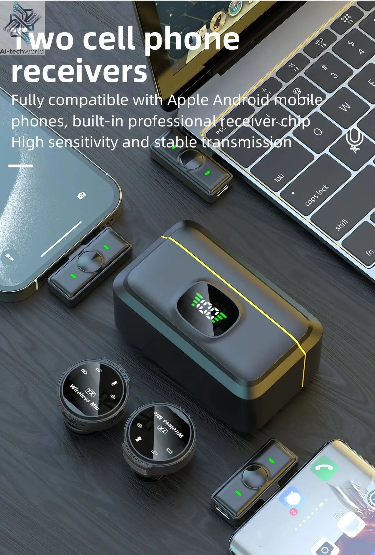 J6 Wireless Lavalier Mics Plug & Play Lapel Miccrophone for Seamless Video Recording, Vlogging, Live Streaming & Interviews Ai-TechWorld 