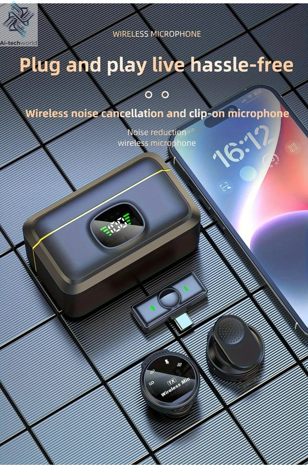 J6 Wireless Lavalier Mics Plug & Play Lapel Miccrophone for Seamless Video Recording, Vlogging, Live Streaming & Interviews Ai-TechWorld 