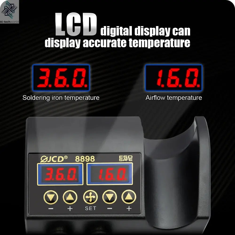 JCD 750W 2 in 1 Soldering Station LCD Digital display Welding Rework Station for cell-phone BGA SMD IC Repair Solder tools 8898 - Ai-TechWorld