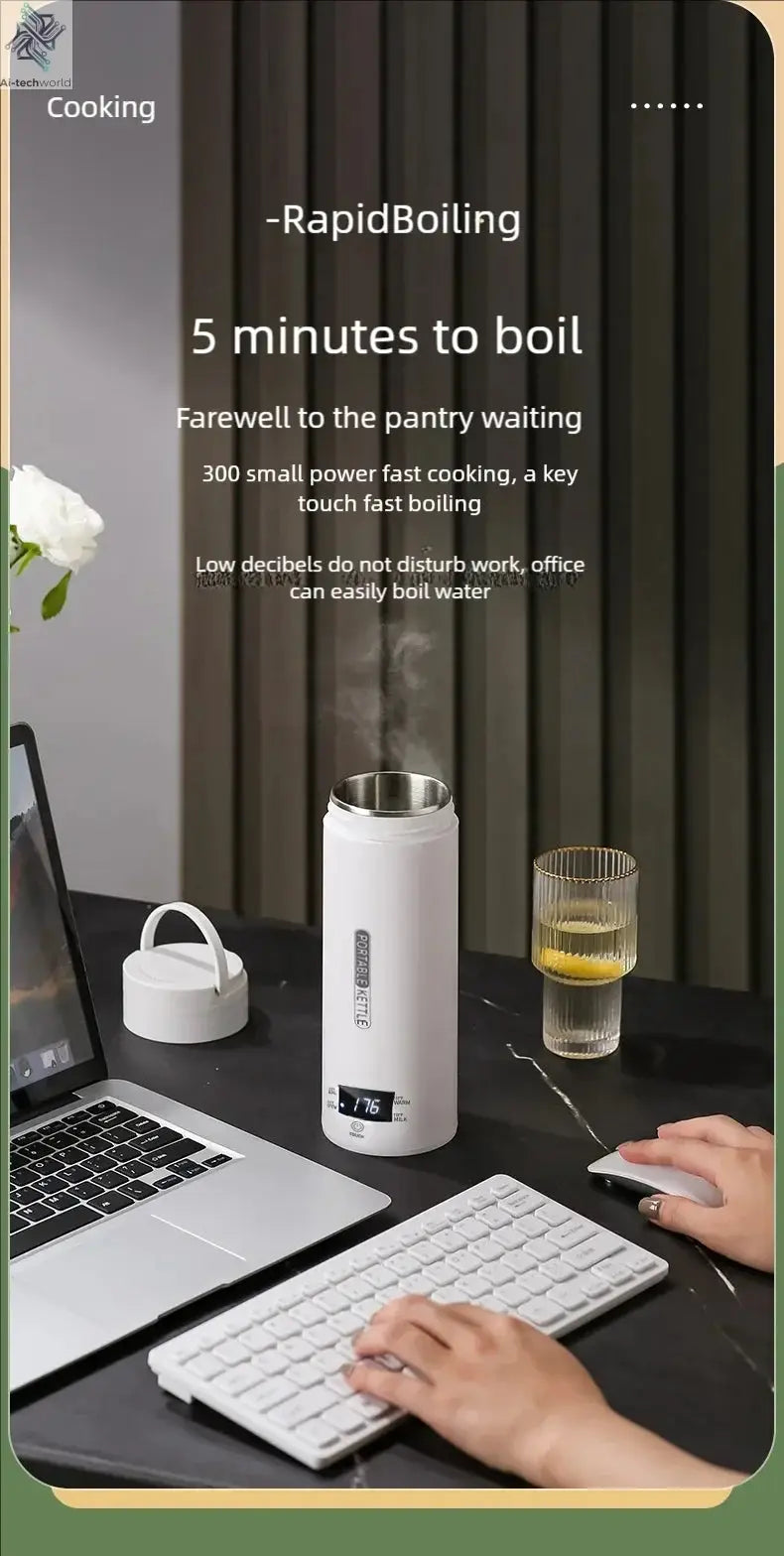 JFBONIN Electric Kettles Portable Tea Coffee Kettle Travel Boil Water Thermal Cup Anti-Scald Water Bottle English Menu - Ai-TechWorld
