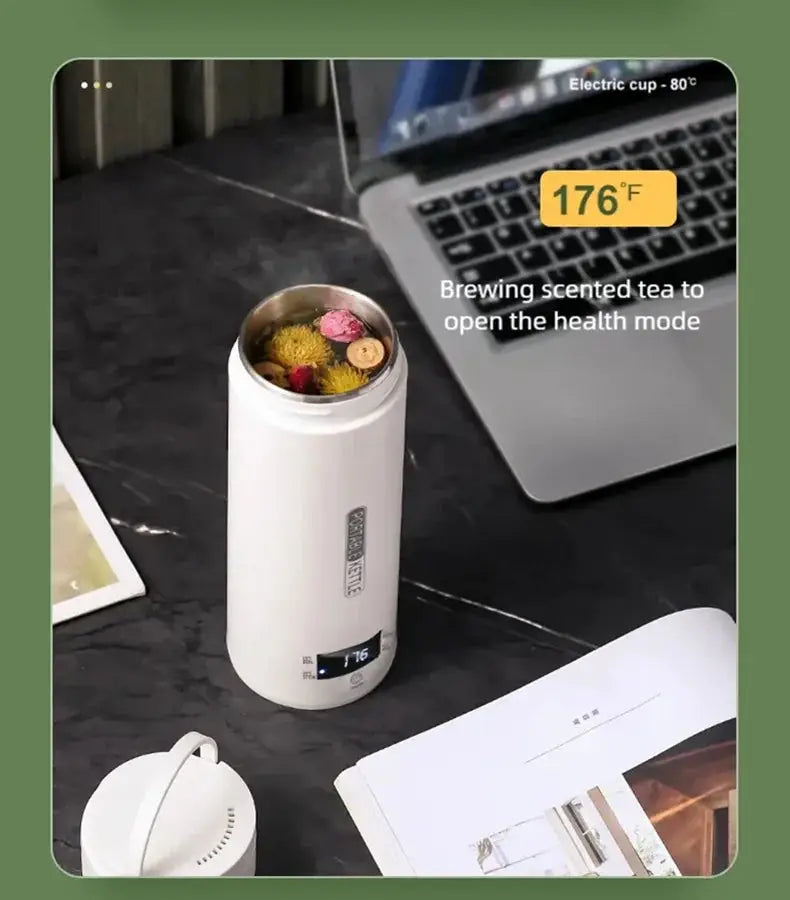 JFBONIN Electric Kettles Portable Tea Coffee Kettle Travel Boil Water Thermal Cup Anti-Scald Water Bottle English Menu - Ai-TechWorld