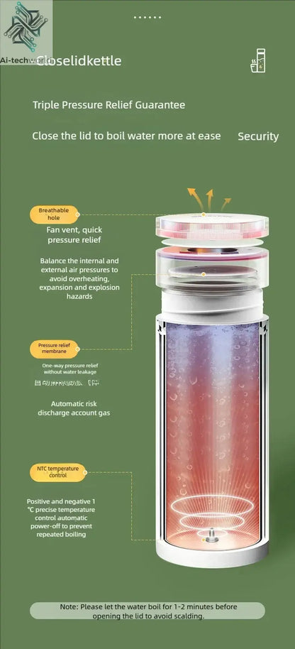 JFBONIN Electric Kettles Portable Tea Coffee Kettle Travel Boil Water Thermal Cup Anti-Scald Water Bottle English Menu - Ai-TechWorld