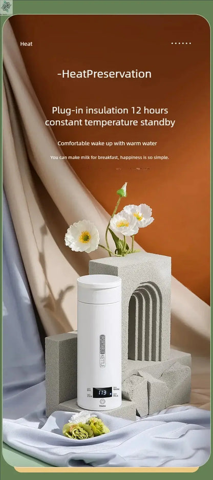 JFBONIN Electric Kettles Portable Tea Coffee Kettle Travel Boil Water Thermal Cup Anti-Scald Water Bottle English Menu - Ai-TechWorld