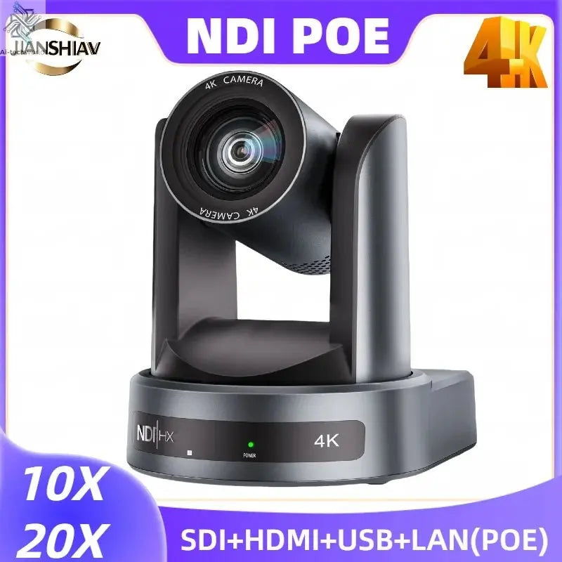 JIANSHIAV PTZ Camera NDI 10/20X Zoom 4K Conference Camera PTZ Video SDI USB IP POE Live Streaming Camera for Church Broadcasting - Ai - TechWorld