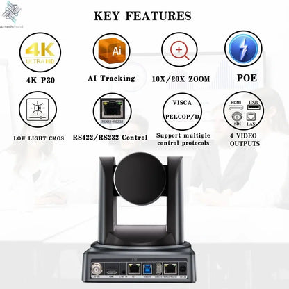 JIANSHIAV PTZ Camera NDI 10/20X Zoom 4K Conference Camera PTZ Video SDI USB IP POE Live Streaming Camera for Church Broadcasting - Ai - TechWorld