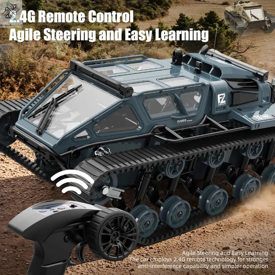 JJRC C8812 LED Light Full Scale Tracked Tank Simulation Model Toy RC Car Model Drift Remote Control Off-Road Vehicle Boy Gift - Ai-TechWorld