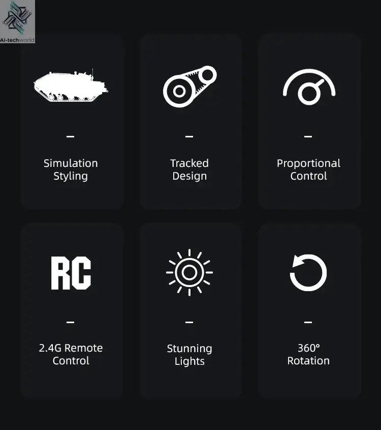 JJRC C8812 LED Light Full Scale Tracked Tank Simulation Model Toy RC Car Model Drift Remote Control Off-Road Vehicle Boy Gift - Ai-TechWorld