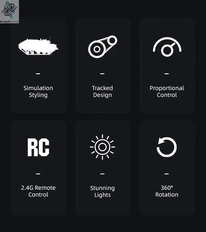 JJRC C8812 LED Light Full Scale Tracked Tank Simulation Model Toy RC Car Model Drift Remote Control Off-Road Vehicle Boy Gift - Ai-TechWorld