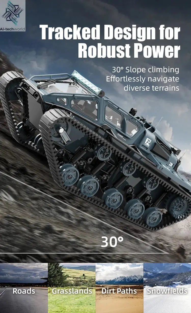 JJRC C8812 LED Light Full Scale Tracked Tank Simulation Model Toy RC Car Model Drift Remote Control Off-Road Vehicle Boy Gift - Ai-TechWorld