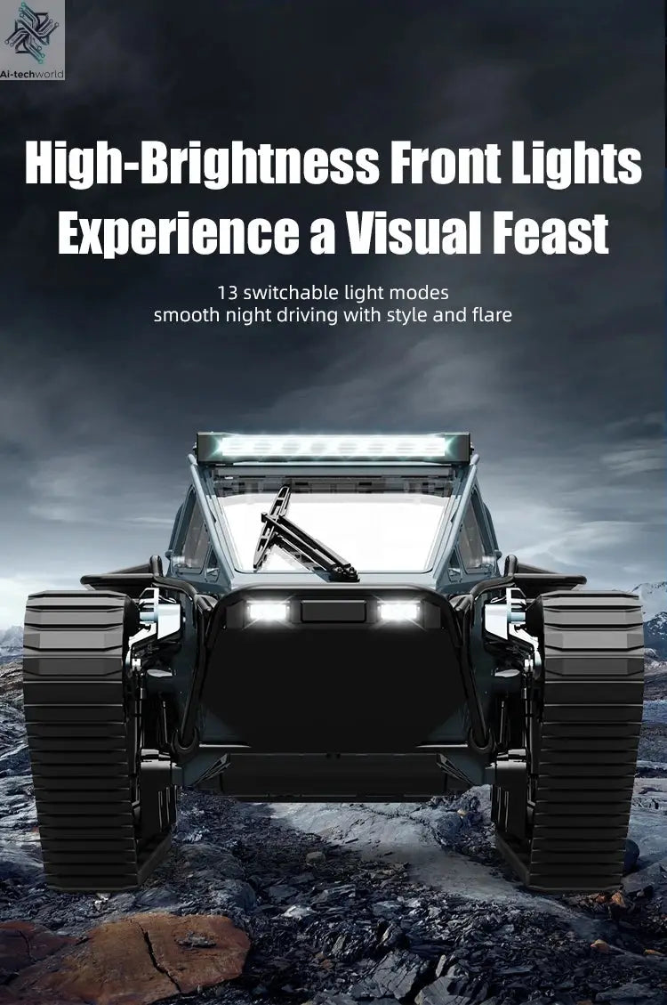 JJRC C8812 LED Light Full Scale Tracked Tank Simulation Model Toy RC Car Model Drift Remote Control Off-Road Vehicle Boy Gift - Ai-TechWorld