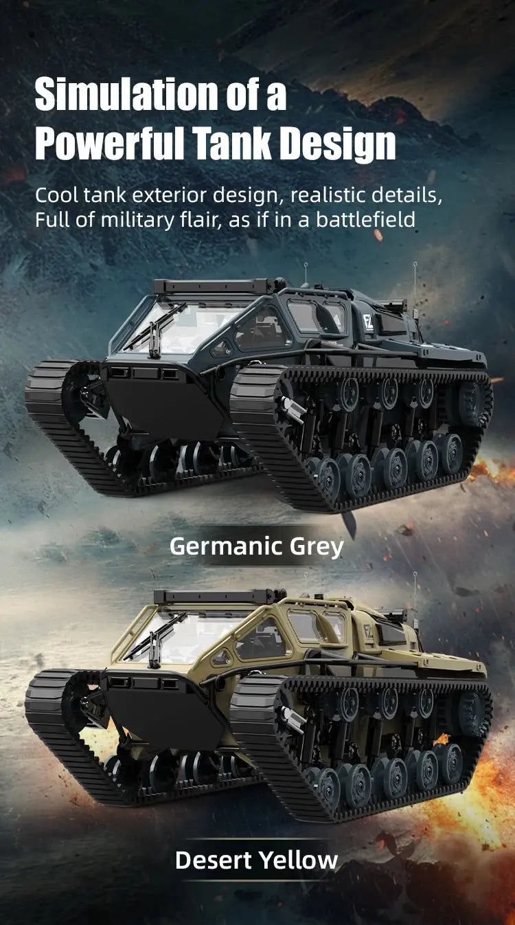 JJRC C8812 LED Light Full Scale Tracked Tank Simulation Model Toy RC Car Model Drift Remote Control Off-Road Vehicle Boy Gift - Ai-TechWorld