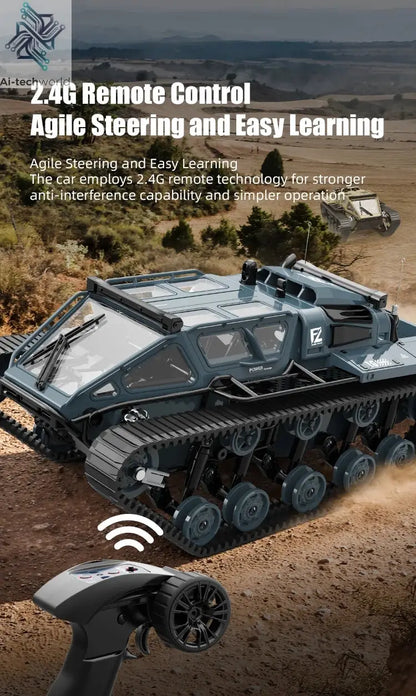 JJRC C8812 LED Light Full Scale Tracked Tank Simulation Model Toy RC Car Model Drift Remote Control Off-Road Vehicle Boy Gift - Ai-TechWorld