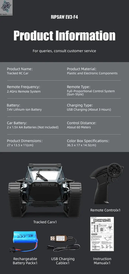JJRC C8812 LED Light Full Scale Tracked Tank Simulation Model Toy RC Car Model Drift Remote Control Off-Road Vehicle Boy Gift - Ai-TechWorld