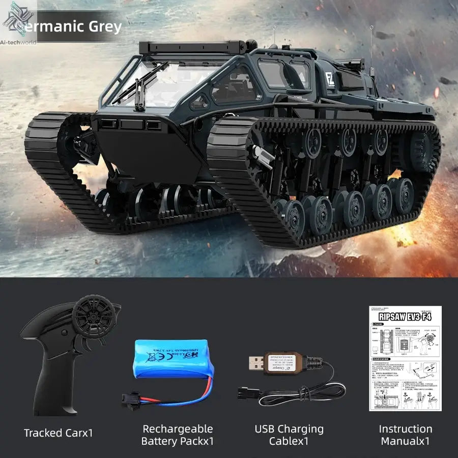 JJRC C8812 LED Light Full Scale Tracked Tank Simulation Model Toy RC Car Model Drift Remote Control Off-Road Vehicle Boy Gift - Ai-TechWorld