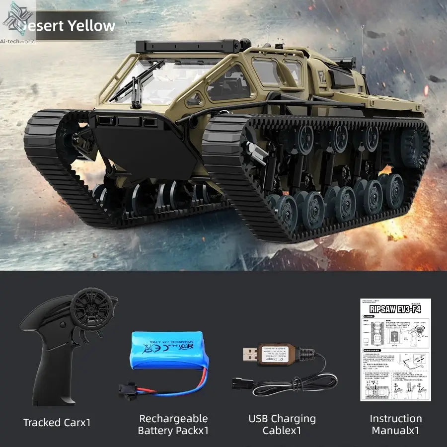 JJRC C8812 LED Light Full Scale Tracked Tank Simulation Model Toy RC Car Model Drift Remote Control Off-Road Vehicle Boy Gift - Ai-TechWorld