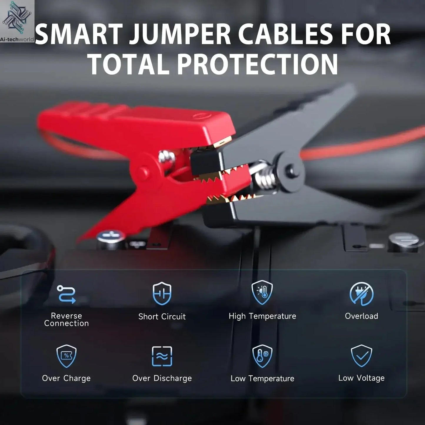 JKUOO 3000A Car Jump Starter Portable Power Bank Car Battery Booster 12V Car Starting Device for Petrol 7.0L Diesel 5.5L Ai-TechWorld 