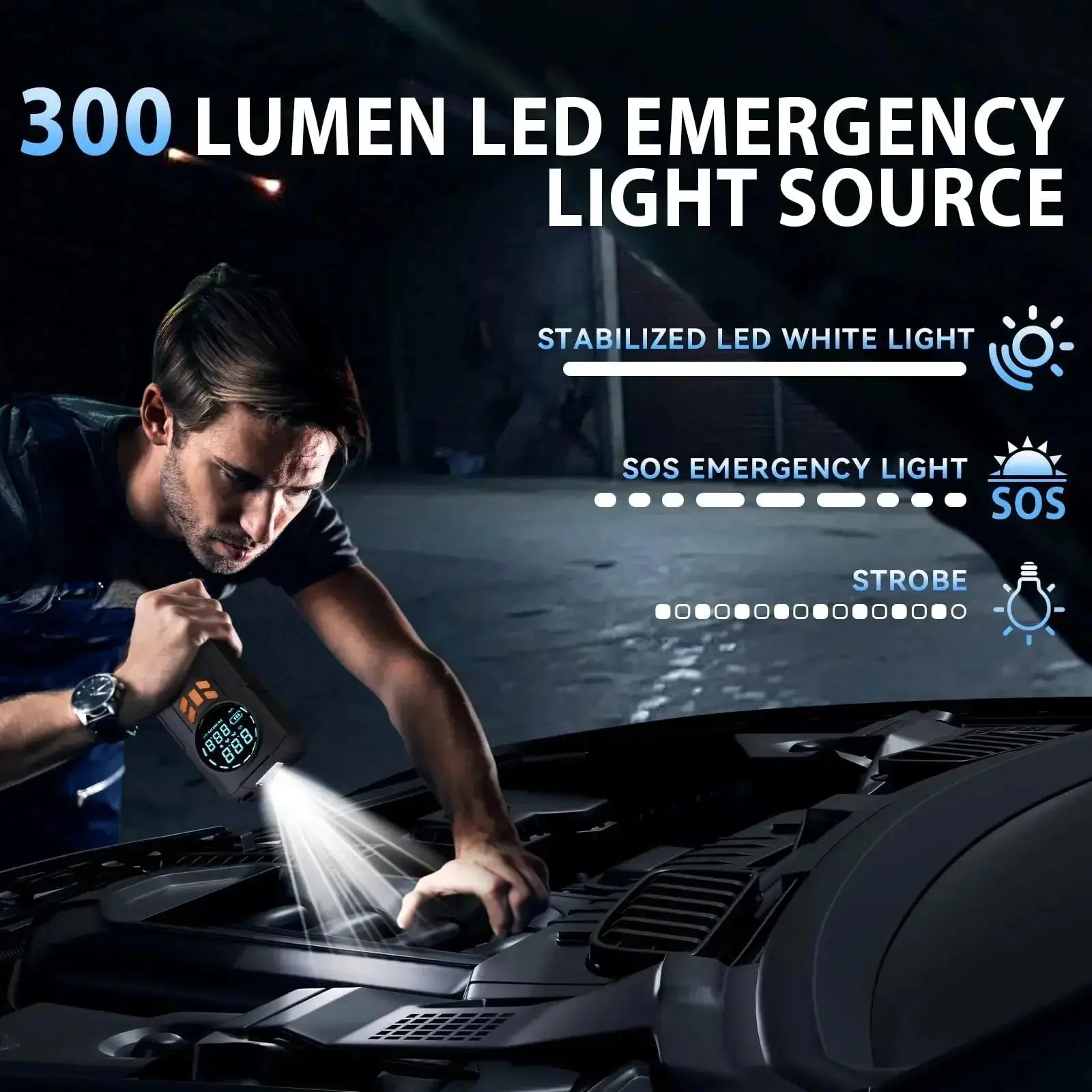 JKUOO 3000A Car Jump Starter Portable Power Bank Car Battery Booster 12V Car Starting Device for Petrol 7.0L Diesel 5.5L Ai-TechWorld 