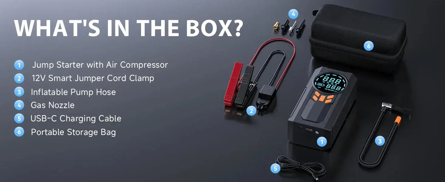 JKUOO 3000A Car Jump Starter Portable Power Bank Car Battery Booster 12V Car Starting Device for Petrol 7.0L Diesel 5.5L Ai-TechWorld 