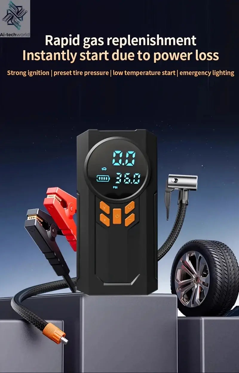 JKUOO 3000A Car Jump Starter Portable Power Bank Car Battery Booster 12V Car Starting Device for Petrol 7.0L Diesel 5.5L Ai-TechWorld 