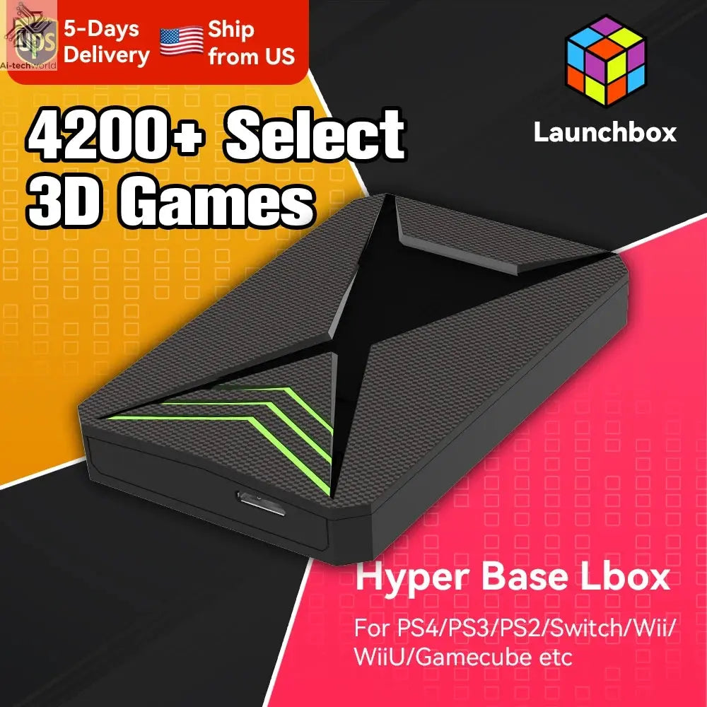 JMachen Launchbox 2TB Portable Gaming HDD with 4200+ 3D/PC Games Retro Game Console for PS4/PS3/PS2/Switchwith 4200+ PC/3D Games Ai-TechWorld 