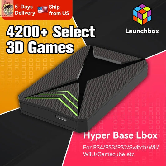 JMachen Launchbox 2TB Portable Gaming HDD with 4200+ 3D/PC Games Retro Game Console for PS4/PS3/PS2/Switchwith 4200+ PC/3D Games Ai-TechWorld 