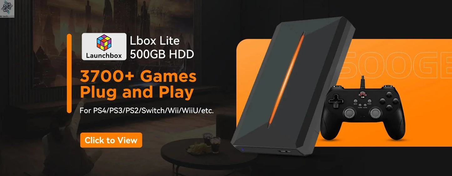 JMachen Launchbox 2TB Portable Gaming HDD with 4200+ 3D/PC Games Retro Game Console for PS4/PS3/PS2/Switchwith 4200+ PC/3D Games Ai-TechWorld 