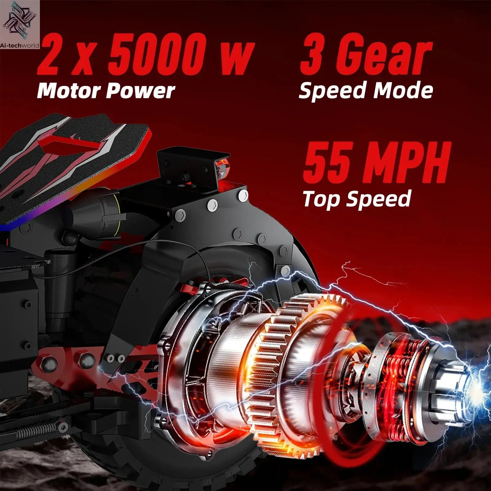 JUNLING JL86 10000W Dual Motor Off Road Electric Scooter for Adults with 55 MPH speed 75 Miles Range Ai-TechWorld 