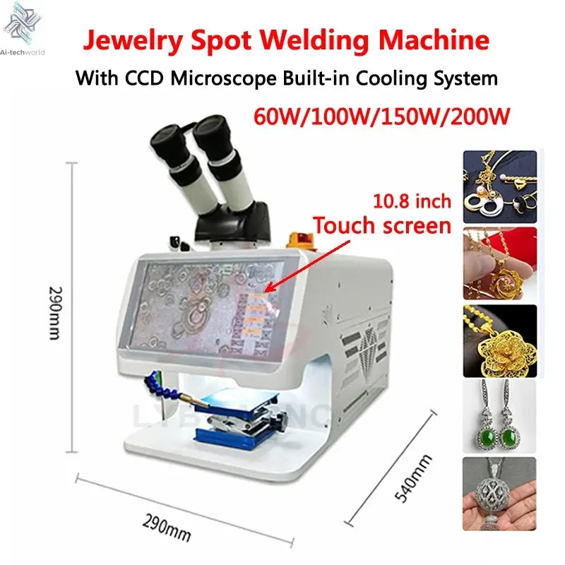 Jewelry Spot Welding Machine ND YAG Laser Touch Screen 60W 100W 150W 200W MINI Laser Soldering With CCD Control System Microscop Ai-TechWorld