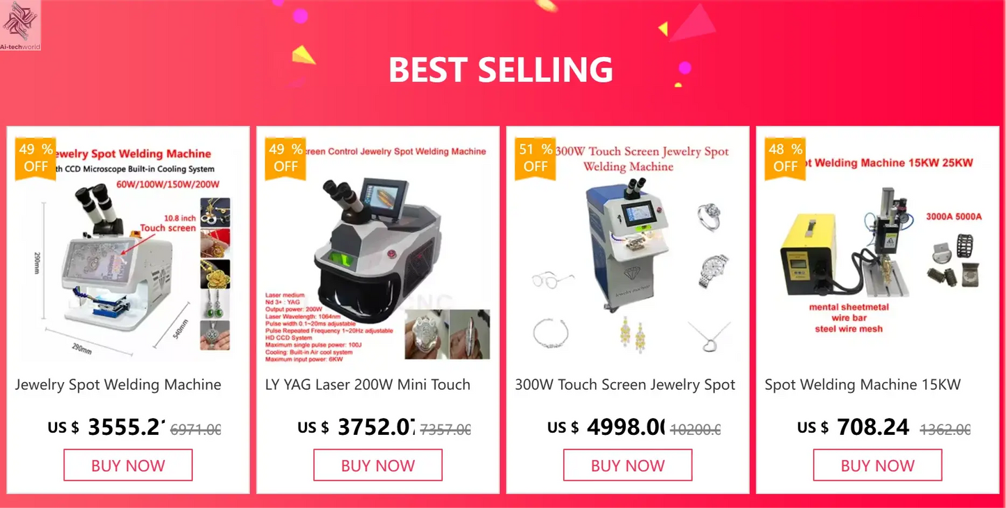Jewelry Spot Welding Machine ND YAG Laser Touch Screen 60W 100W 150W 200W MINI Laser Soldering With CCD Control System Microscop Ai-TechWorld