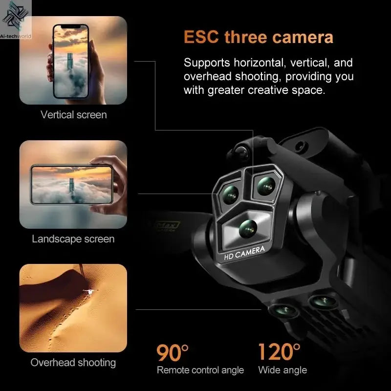 K10 Max 4k/8k Drone Profesional With Three Camera Intelligent Optical Flow Localization Four-way Obstacle Avoidance Toy plane Ai-TechWorld 