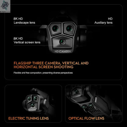 K10 Max 4k/8k Drone Profesional With Three Camera Intelligent Optical Flow Localization Four-way Obstacle Avoidance Toy plane Ai-TechWorld 