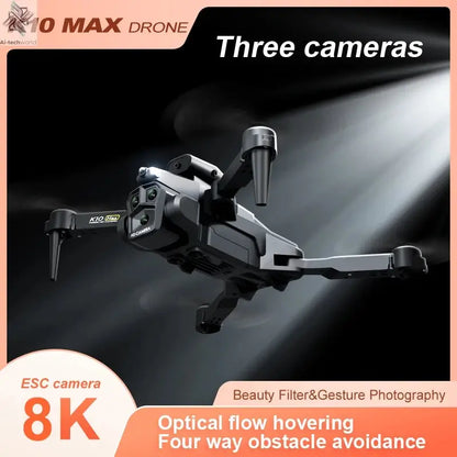 K10 Max 4k/8k Drone Profesional With Three Camera Intelligent Optical Flow Localization Four-way Obstacle Avoidance Toy plane Ai-TechWorld 