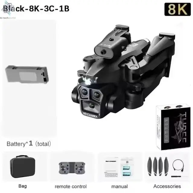 K10 Max 4k/8k Drone Profesional With Three Camera Intelligent Optical Flow Localization Four-way Obstacle Avoidance Toy plane Ai-TechWorld 