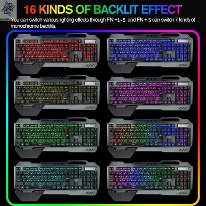 K680 Wireless Gaming Keyboard and Mouse Combo,Rainbow LED Backlit Keyboard with Rechargeable 3800mAh Battery Metal Panel Ai-TechWorld 