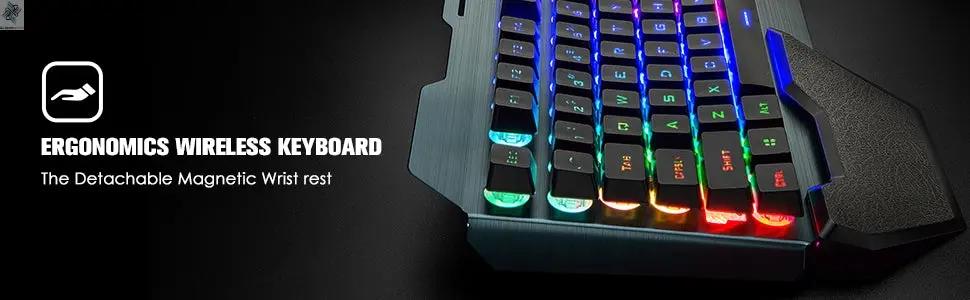 K680 Wireless Gaming Keyboard and Mouse Combo,Rainbow LED Backlit Keyboard with Rechargeable 3800mAh Battery Metal Panel Ai-TechWorld 
