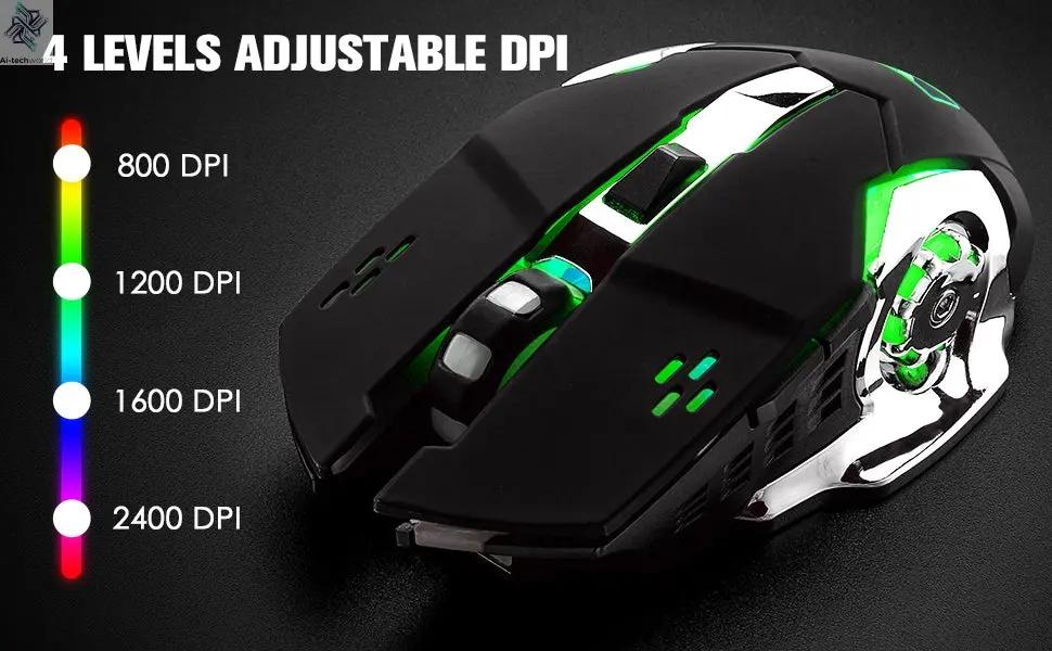 K680 Wireless Gaming Keyboard and Mouse Combo,Rainbow LED Backlit Keyboard with Rechargeable 3800mAh Battery Metal Panel Ai-TechWorld 