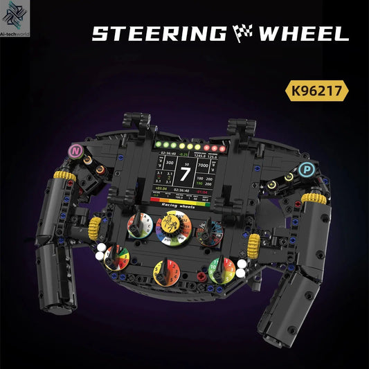 K96217 Formula One steering wheel building blocks, DIY model assembly, remote control phone holder, children's toy gift Ai-TechWorld 