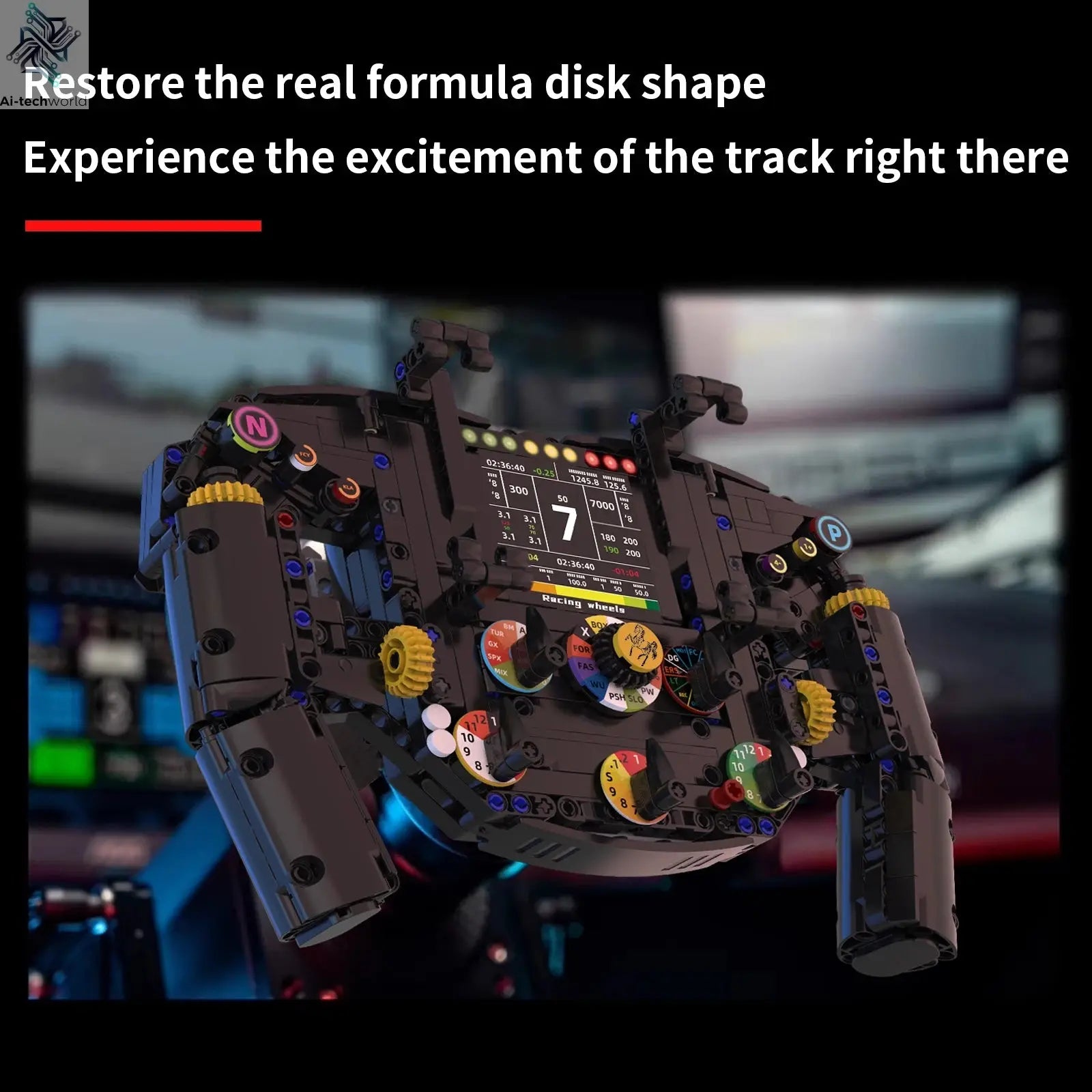 K96217 Formula One steering wheel building blocks, DIY model assembly, remote control phone holder, children's toy gift Ai-TechWorld 
