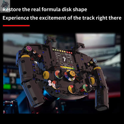K96217 Formula One steering wheel building blocks, DIY model assembly, remote control phone holder, children's toy gift Ai-TechWorld 