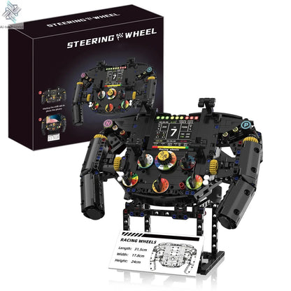 K96217 Formula One steering wheel building blocks, DIY model assembly, remote control phone holder, children's toy gift Ai-TechWorld 