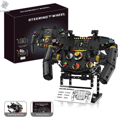 K96217 Formula One steering wheel building blocks, DIY model assembly, remote control phone holder, children's toy gift Ai-TechWorld 
