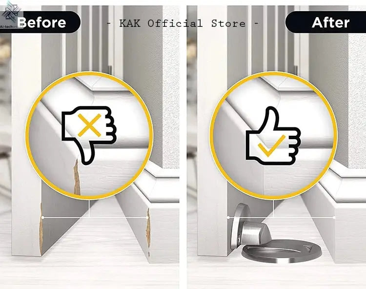 KAK Adjustable Door Stop Punch-free Magnetic Door Stopper Zinc Alloy Anti-collision Door Holder Hidden Doorstop Door Hardware Ai-TechWorld 