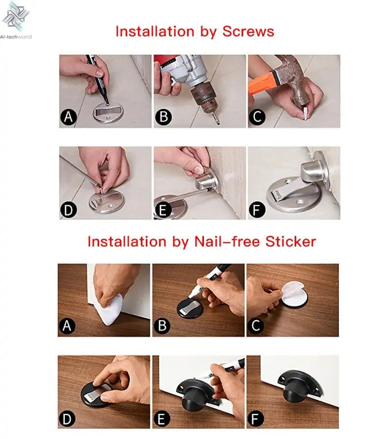 KAK Adjustable Door Stop Punch-free Magnetic Door Stopper Zinc Alloy Anti-collision Door Holder Hidden Doorstop Door Hardware Ai-TechWorld 