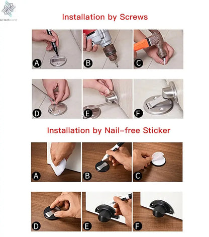 KAK Adjustable Door Stop Punch-free Magnetic Door Stopper Zinc Alloy Anti-collision Door Holder Hidden Doorstop Door Hardware Ai-TechWorld 